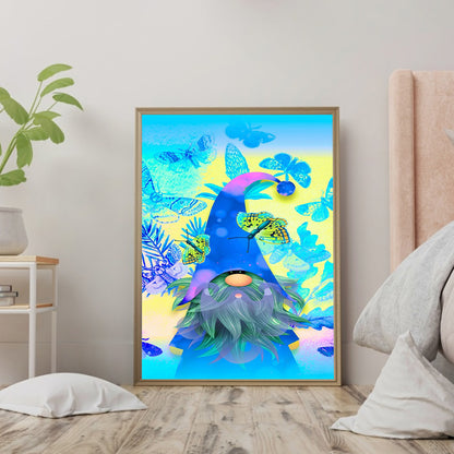 Colorful Butterfly Gnome 30*40CM(Canvas) Full Round Drill Diamond Painting