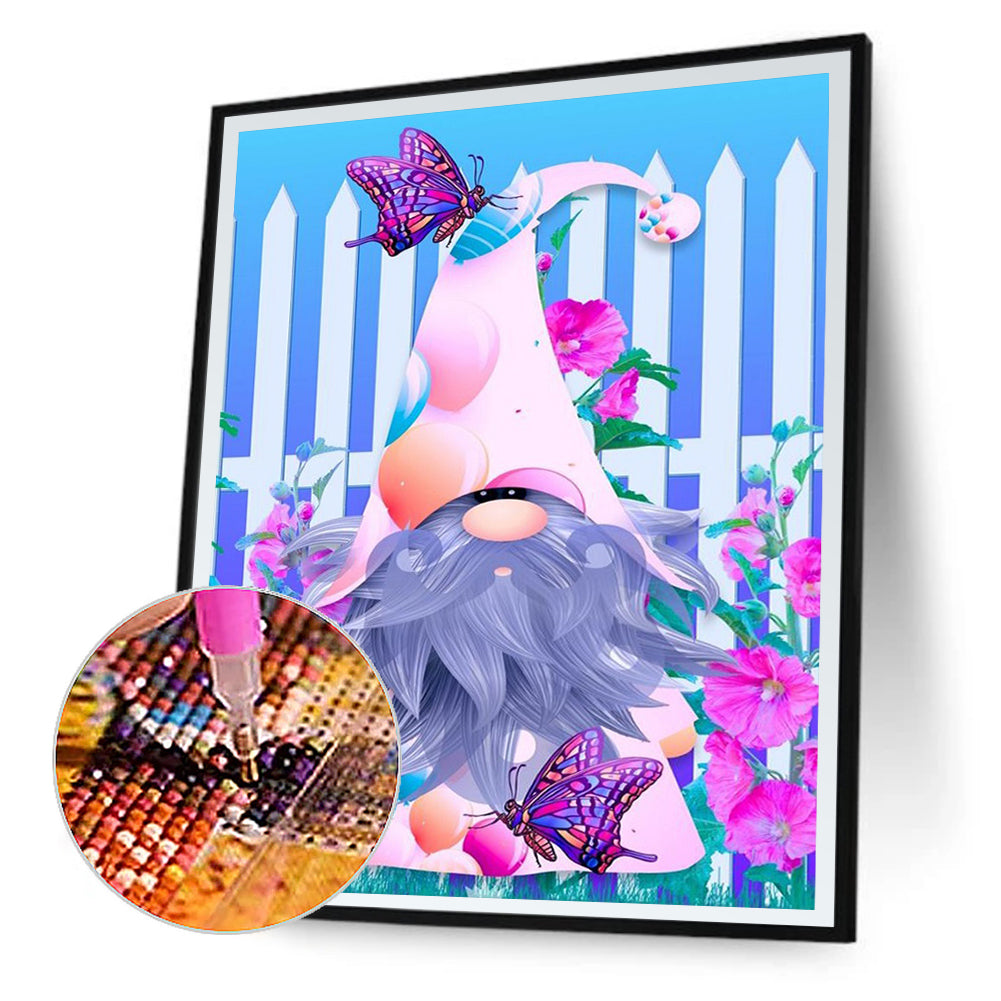 Colorfulflowersbutterflygnome - Full Round Drill Diamond Painting 30*40CM