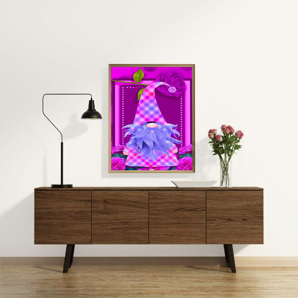 Colorful Rose Gnome 30*40CM(Canvas) Full Round Drill Diamond Painting