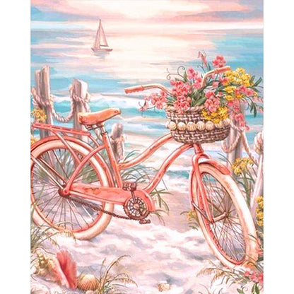 Bicycle By The Beach - Full Round Drill Diamond Painting 40*50CM