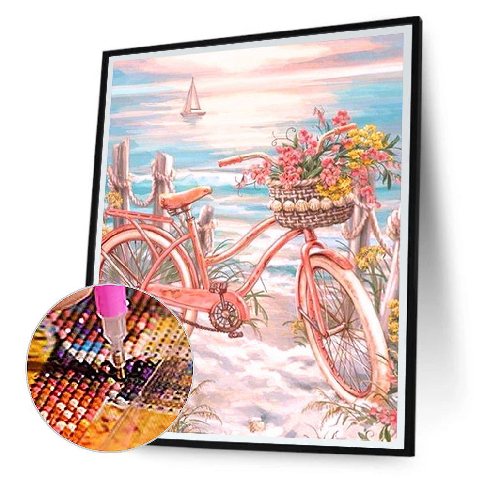 Bicycle By The Beach - Full Round Drill Diamond Painting 40*50CM