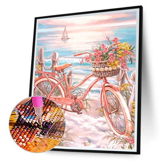 Bicycle By The Beach - Full Round Drill Diamond Painting 40*50CM