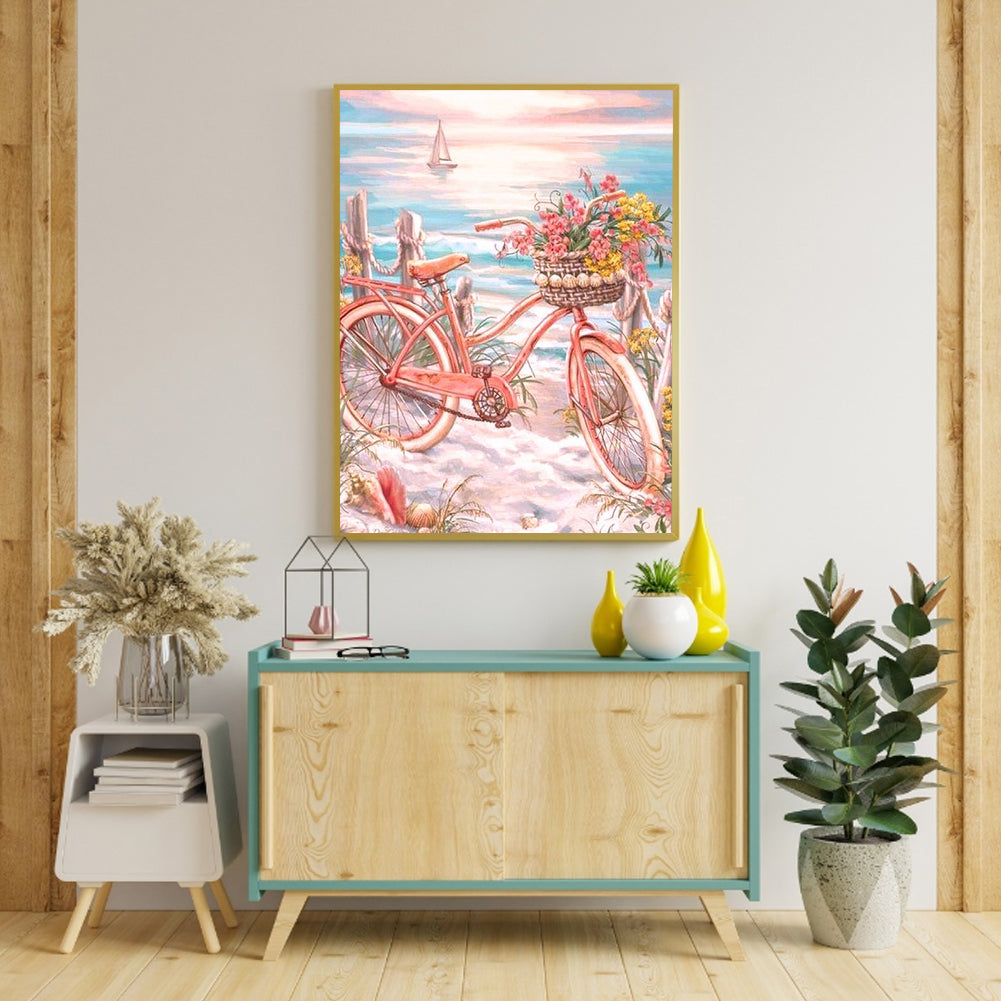 Bicycle By The Beach - Full Round Drill Diamond Painting 40*50CM