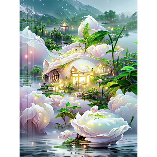 Dream Flower House - Full Round Drill Diamond Painting 40*50CM