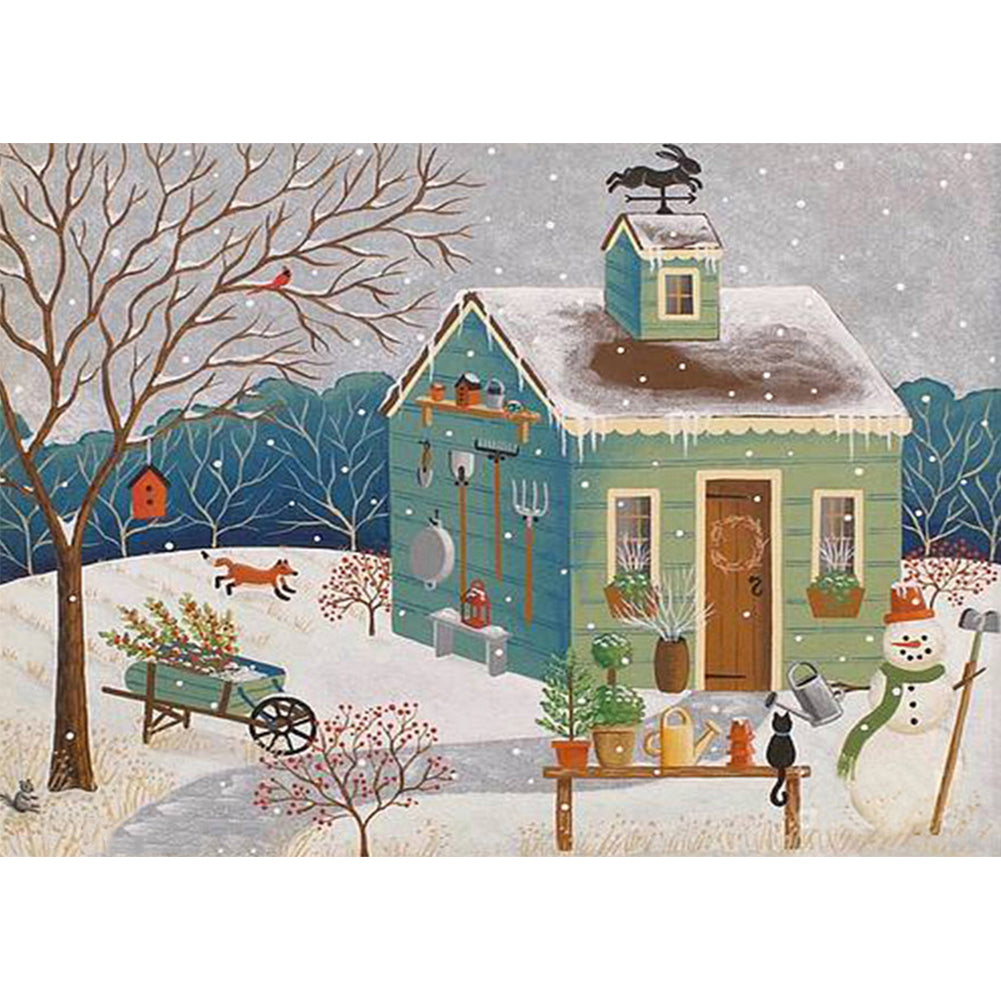 Snow Lodge - Full Round Drill Diamond Painting 50*40CM