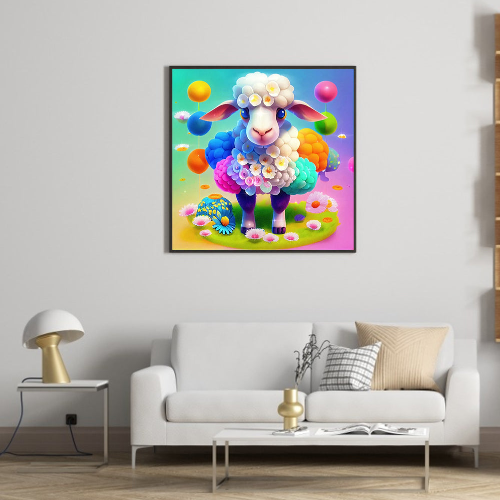 Rainbow Lamb - Full Round Drill Diamond Painting 50*50CM