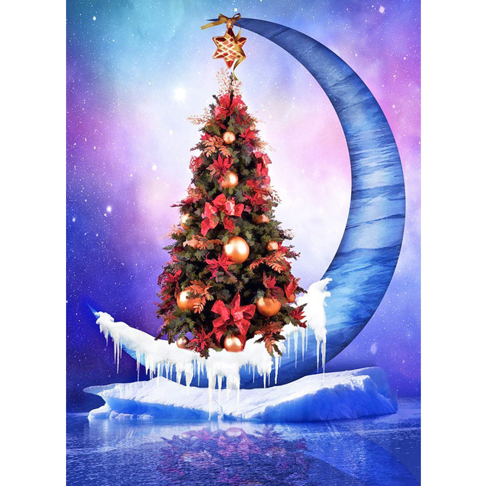 Moon Christmas Tree 30*40CM(Canvas) Full Round Drill Diamond Painting