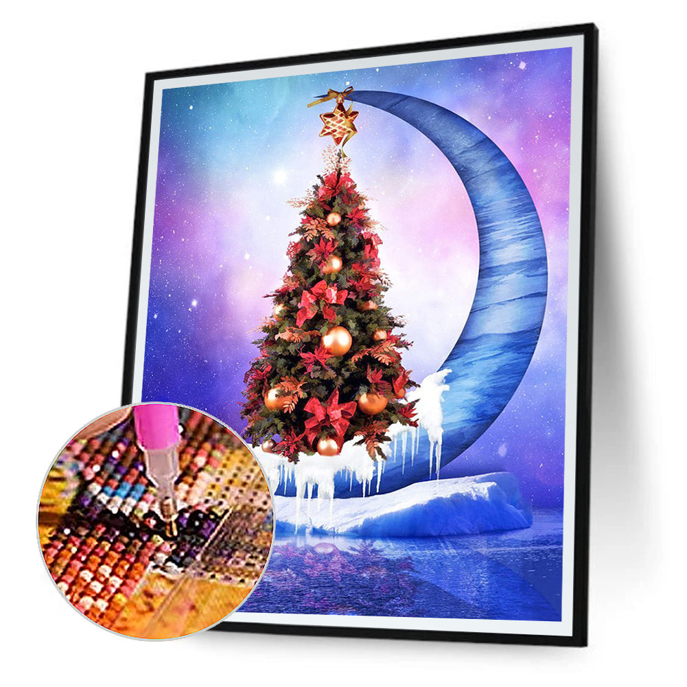 Moon Christmas Tree 30*40CM(Canvas) Full Round Drill Diamond Painting