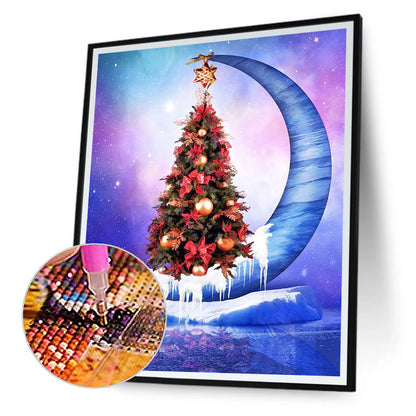 Moon Christmas Tree - Full Round Drill Diamond Painting 30*40CM