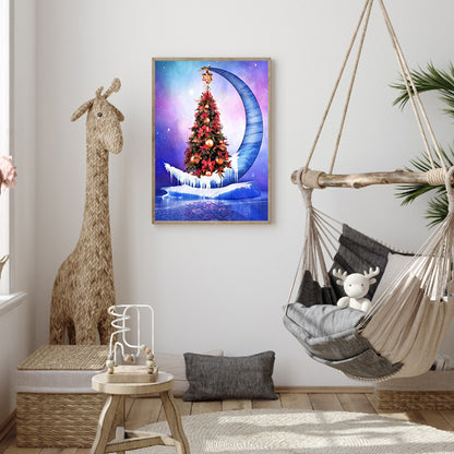 Moon Christmas Tree 30*40CM(Canvas) Full Round Drill Diamond Painting