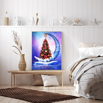 Moon Christmas Tree 30*40CM(Canvas) Full Round Drill Diamond Painting