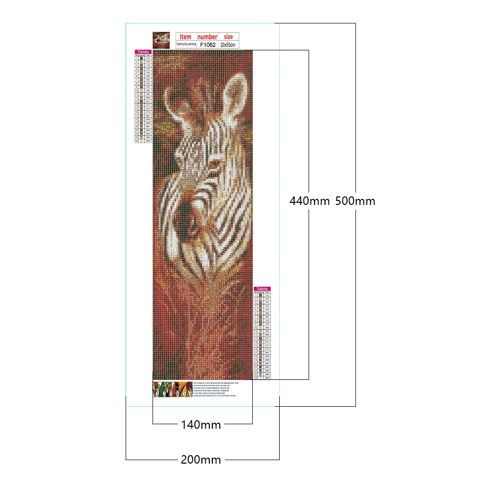 Zebra - Full Square Drill Diamond Painting 20*50CM