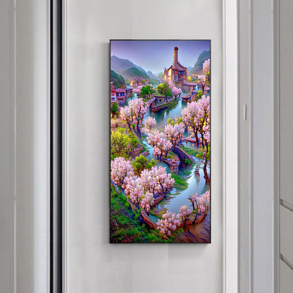 Dream Peach Blossom House - Full Square Drill Diamond Painting 40*70CM