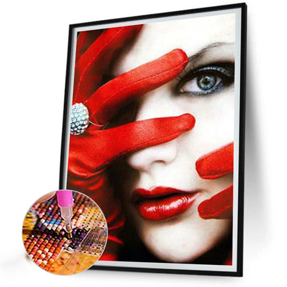 Red Lips Woman - Full Round Drill Diamond Painting 30*40CM