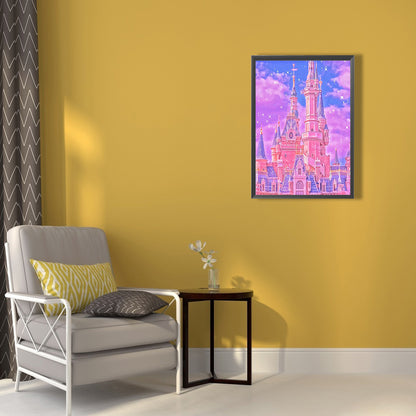 Pink Castle - Full Round Drill Diamond Painting 40*50CM