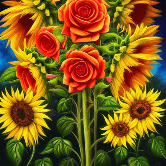 Sunflower Rose - Full Round Drill Diamond Painting 40*40CM