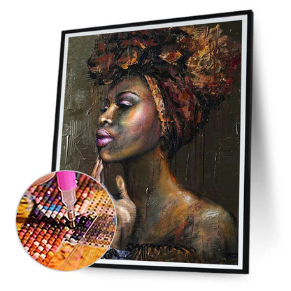 Portrait Of African Woman - Full Round Drill Diamond Painting 40*50CM