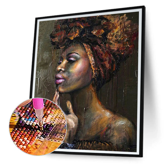 Portrait Of African Woman - Full Round Drill Diamond Painting 40*50CM