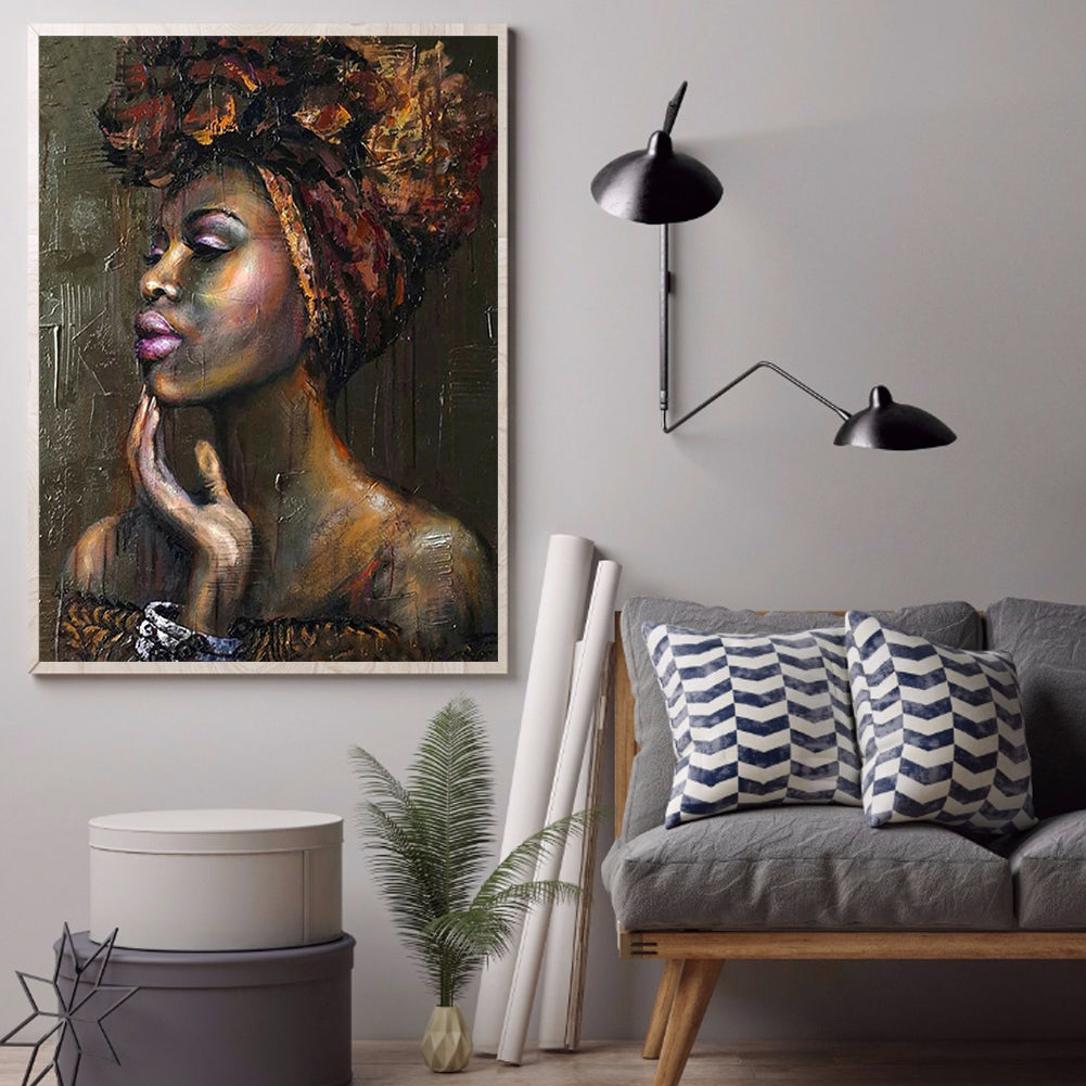 Portrait Of African Woman - Full Round Drill Diamond Painting 40*50CM