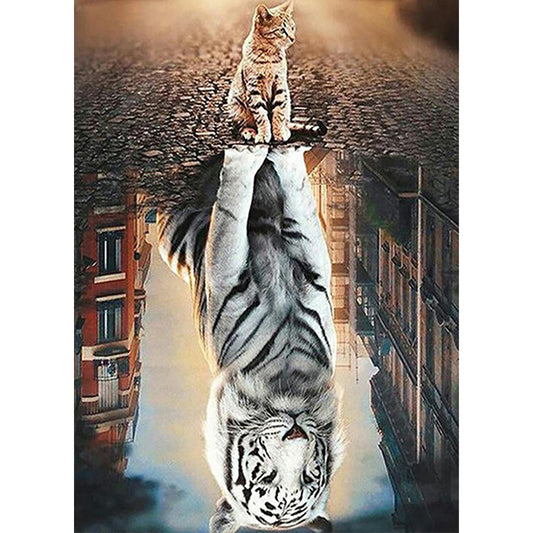 Cat Meets Tiger - Full Round Drill Diamond Painting 50*60CM