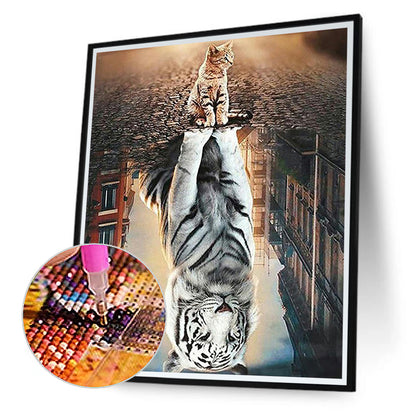 Cat Meets Tiger - Full Round Drill Diamond Painting 50*60CM