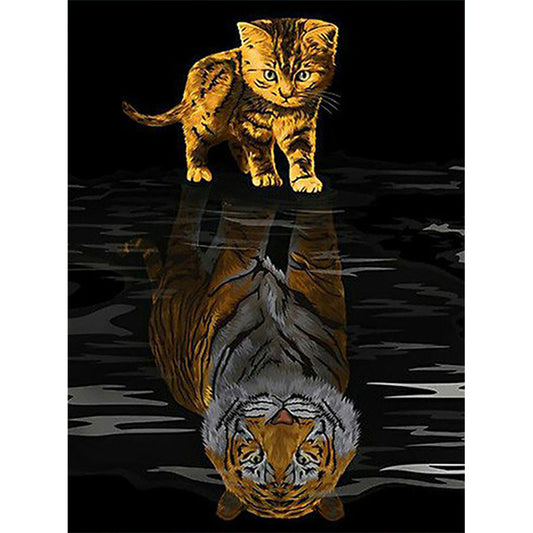 Cat Meets Tiger - Full Round Drill Diamond Painting 50*60CM