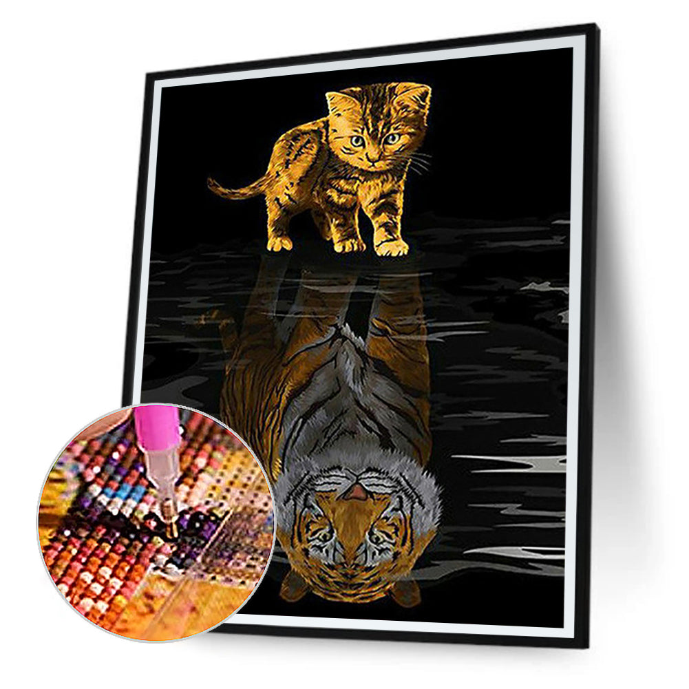 Cat Meets Tiger - Full Round Drill Diamond Painting 50*60CM