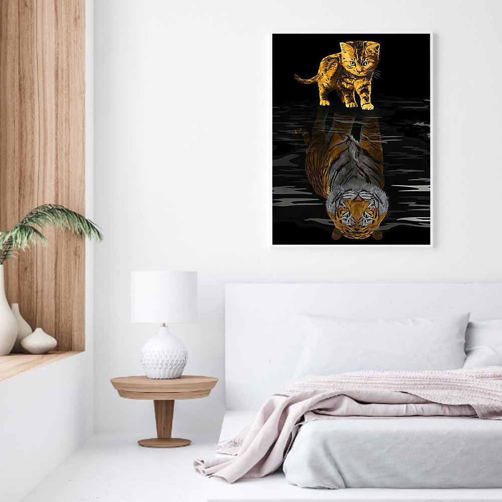 Cat Meets Tiger - Full Round Drill Diamond Painting 50*60CM