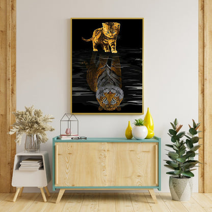 Cat Meets Tiger - Full Round Drill Diamond Painting 50*60CM