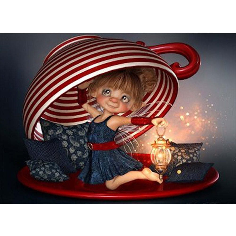 Little Girl With Lantern - Full Square Drill Diamond Painting 40*30CM