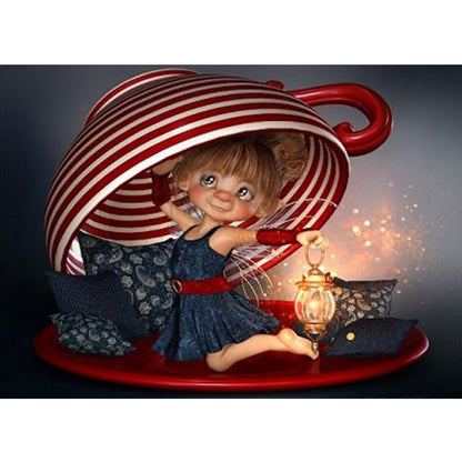 Little Girl With Lantern - Full Square Drill Diamond Painting 40*30CM