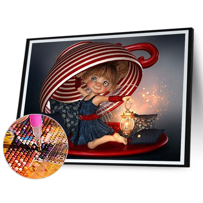 Little Girl With Lantern - Full Square Drill Diamond Painting 40*30CM