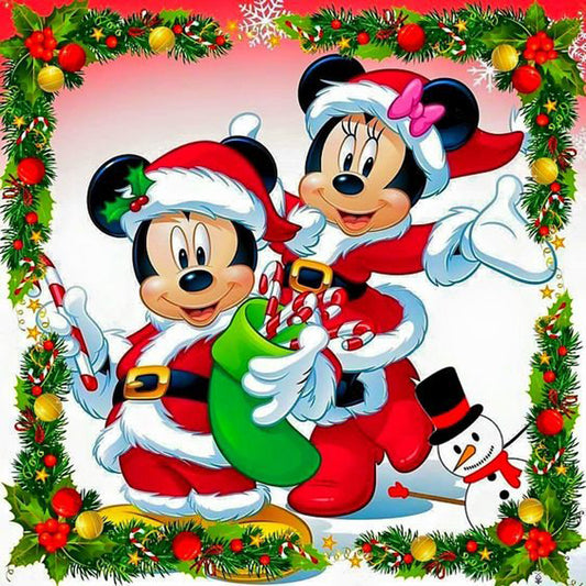 Christmas Disney Mickey Minnie 30*30CM(Canvas) Full Round Drill Diamond Painting