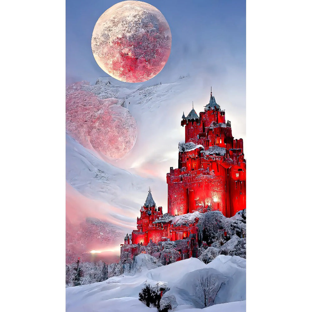 Snow Mountain Castle - Full Round Drill Diamond Painting 40*60CM