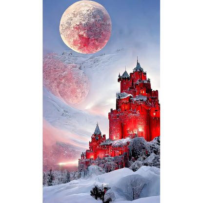 Snow Mountain Castle - Full Round Drill Diamond Painting 40*60CM