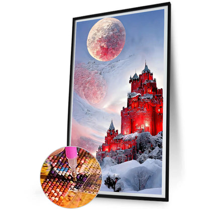 Snow Mountain Castle - Full Round Drill Diamond Painting 40*60CM