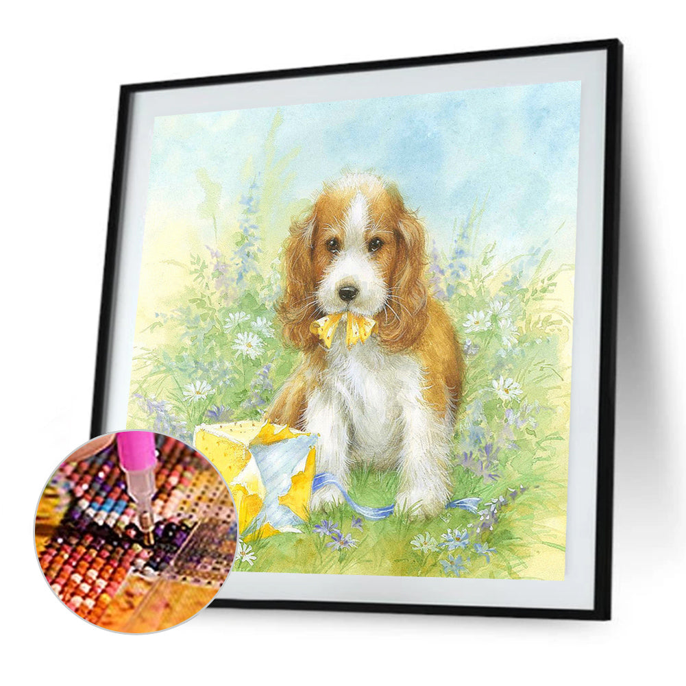 Kitten And Puppy In The Garden - Full Round Drill Diamond Painting 30*30CM