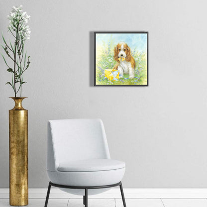 Kitten And Puppy In The Garden - Full Round Drill Diamond Painting 30*30CM