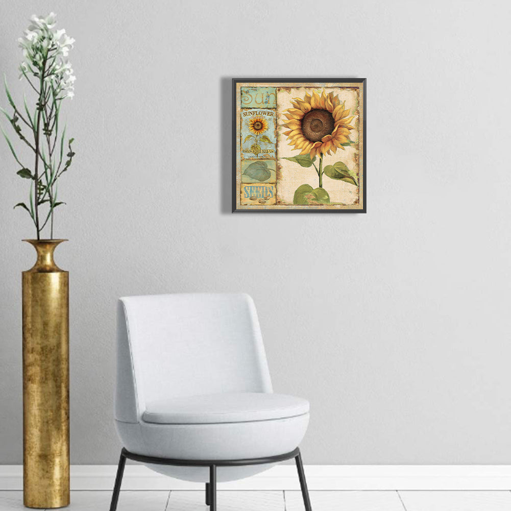 Retro Sunflower - Full Round Drill Diamond Painting 30*30CM