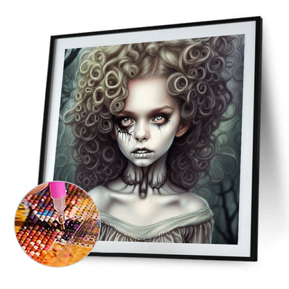 Curly Hair Horror Girl - Full Round Drill Diamond Painting 30*30CM