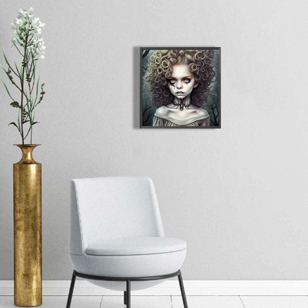 Curly Hair Horror Girl - Full Round Drill Diamond Painting 30*30CM