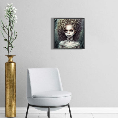 Curly Hair Horror Girl - Full Round Drill Diamond Painting 30*30CM