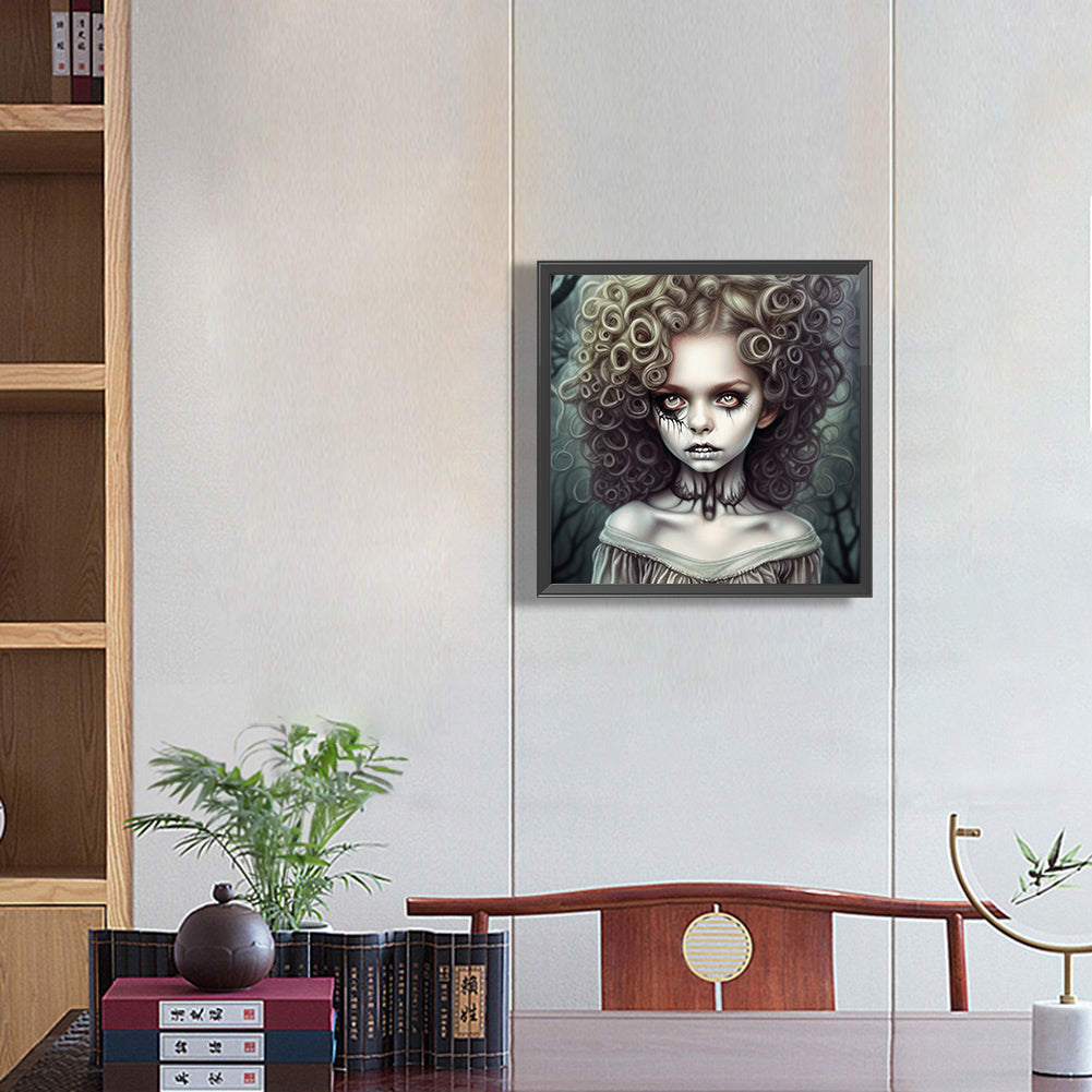 Curly Hair Horror Girl - Full Round Drill Diamond Painting 30*30CM
