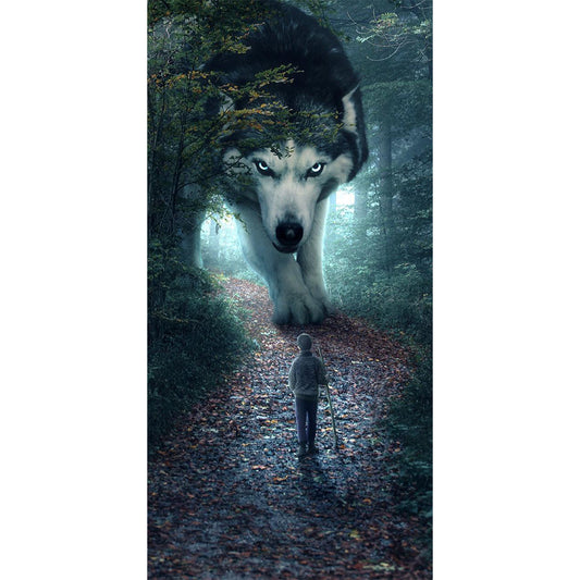 Forest Wolf - Full Round Drill Diamond Painting 30*70CM