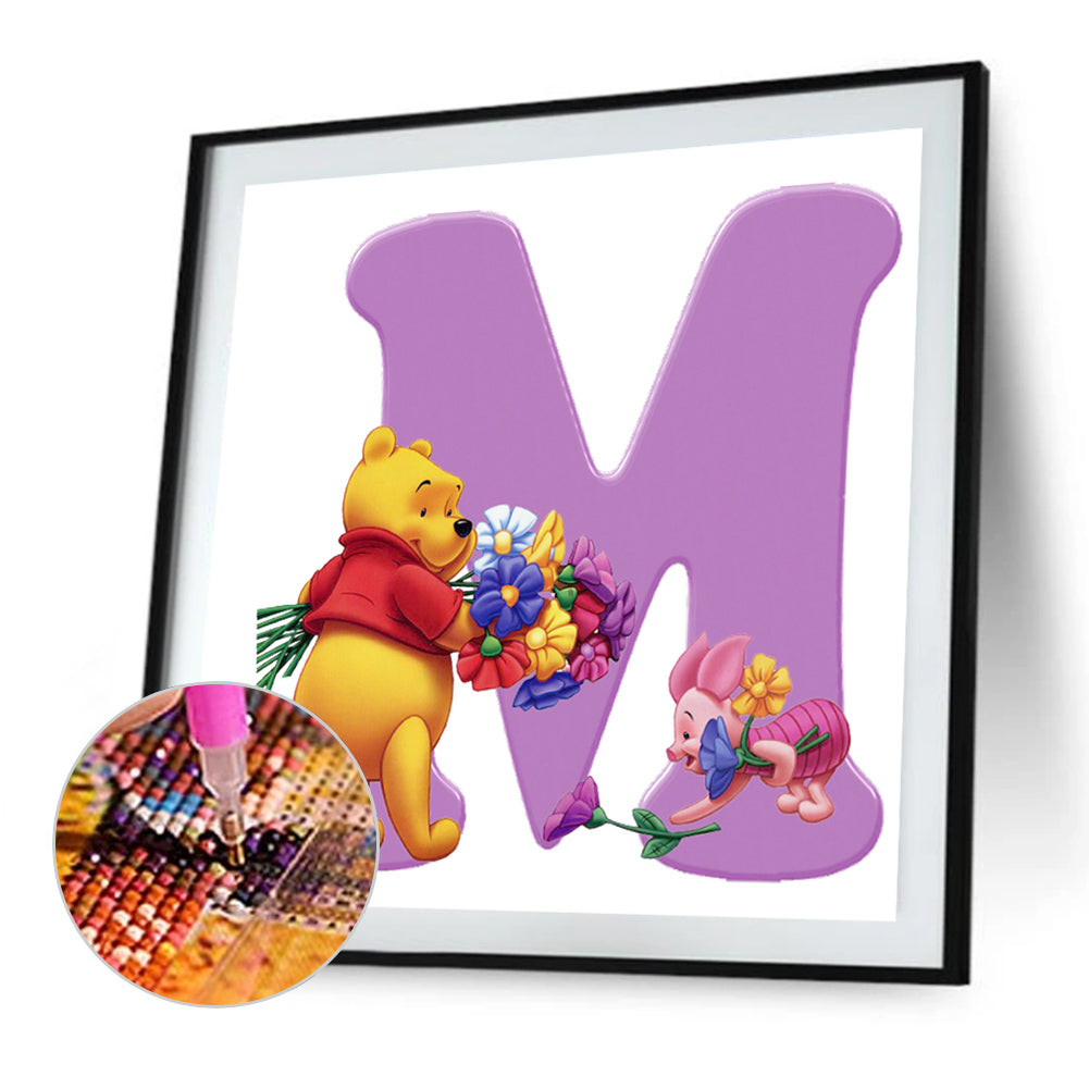 Pooh Letter M - Full Round Drill Diamond Painting 40*40CM
