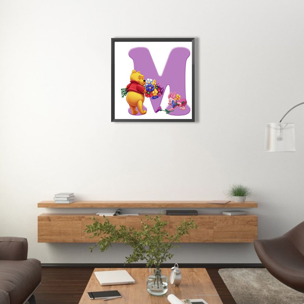 Pooh Letter M - Full Round Drill Diamond Painting 40*40CM