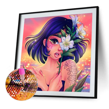 Flower Girl - Full Round Drill Diamond Painting 40*40CM