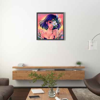 Flower Girl - Full Round Drill Diamond Painting 40*40CM