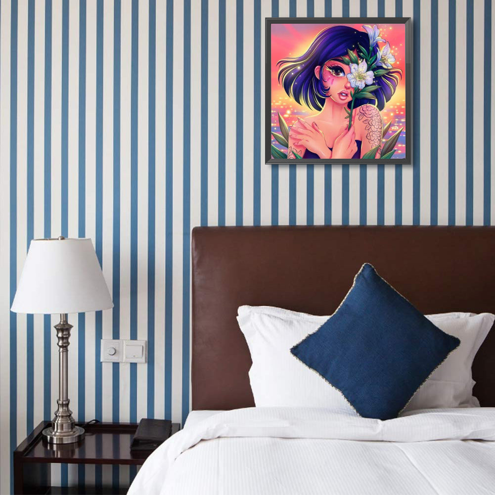 Flower Girl - Full Round Drill Diamond Painting 40*40CM