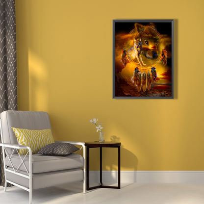 Wolf Head Dream Catcher - Full Round Drill Diamond Painting 50*60CM
